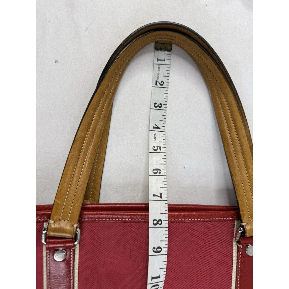 Unisex Vintage Retro Y2K Coach Hamptons Canvas Carryall Travel Tote #70108 Red